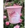 Personalised Metal Easter Bucket With Floral Bunny