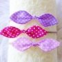 Set of 3 Pink & Purple Polka Dot Fabric Headbands