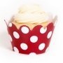Red Polka Dot Mini Cupcake Wrappers - Pack of 18