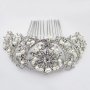 Silver Rhinestone And Pearl Lace Pattern Comb