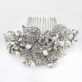 Antique Rhodium Silver Rhinestone And Freshwater Pearl Comb
