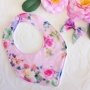 Rosie Pink Floral Bib & Hair Bow Baby Gift Set