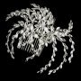 Silver Marquise Rhinestone Floral Spider Comb