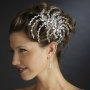 Silver Marquise Rhinestone Floral Spider Comb