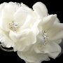 White Flower & Rhinestone Wedding Headband