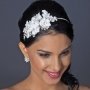 White Lace Flower Headband With Pearl & Rhinestone Accents