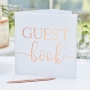 White & Rose Gold Foil Guest Book