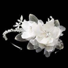 Ivory Fabric Flower & Swarovski Crystal Headband